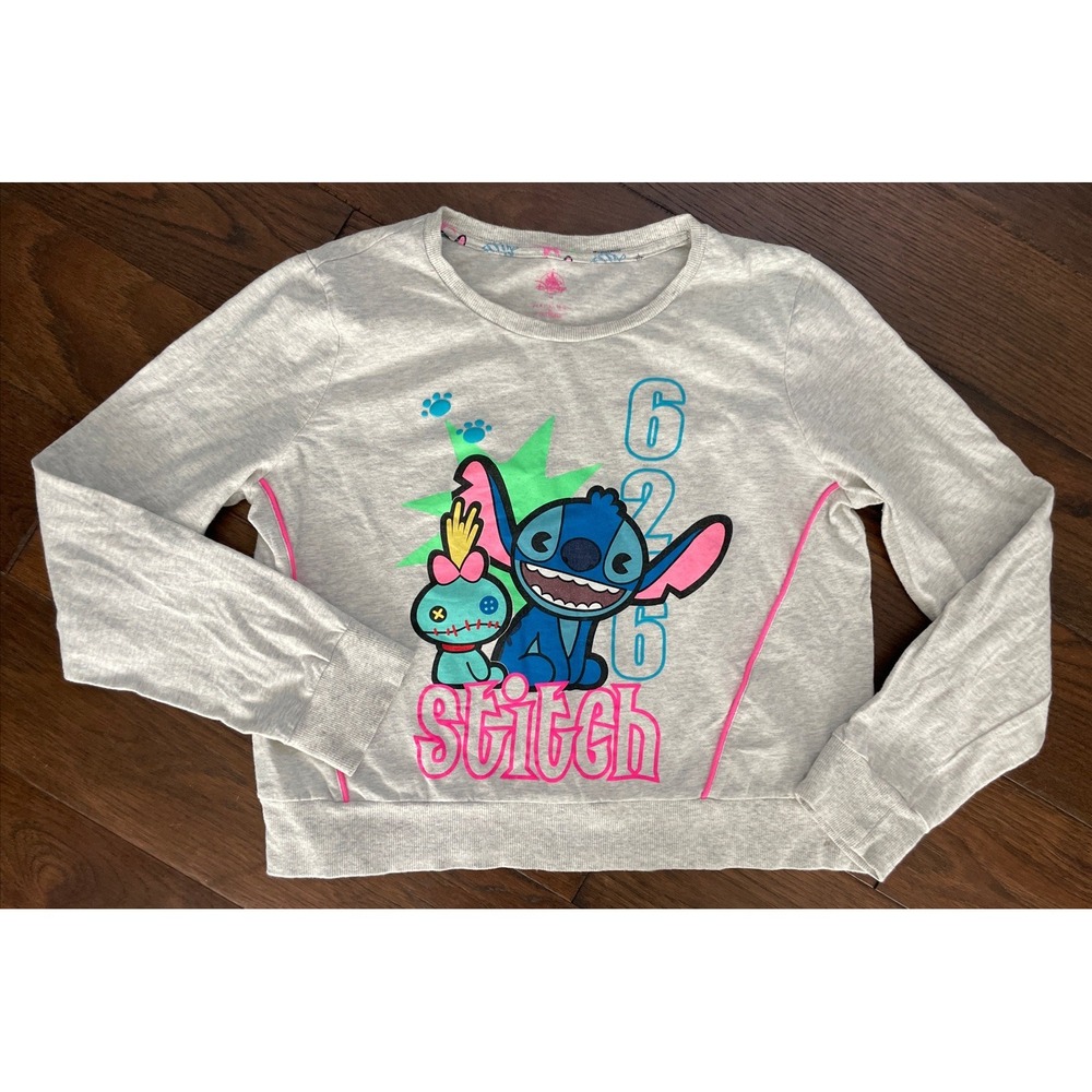 Disney Womens Gray Pullover Sweater Stitch Crew Neck Long Sleeve Size M